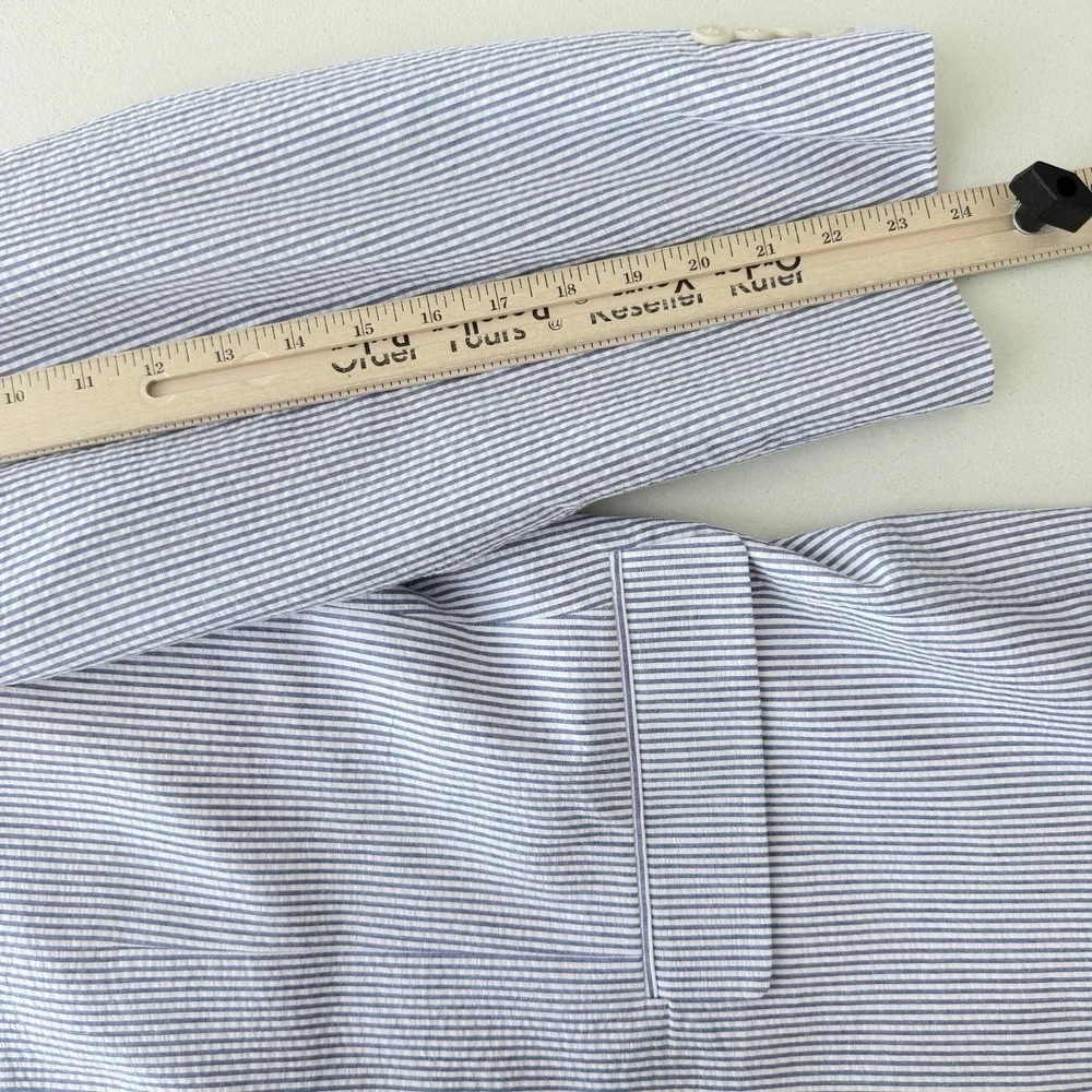 Saddlebred Seersucker Blazer Men 54R Blue White Striped Cotton Sport Coat Jacket